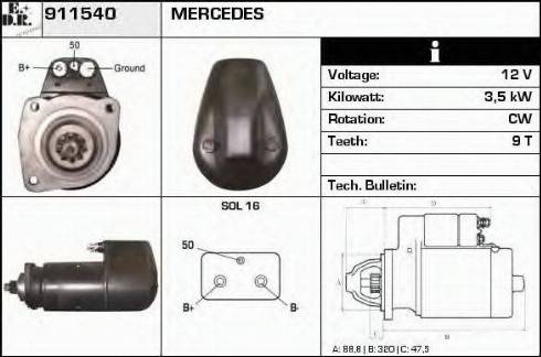 EDR 911540 - Стартер autocars.com.ua