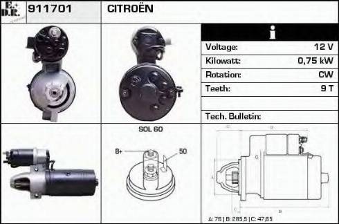 EDR 911701 - Стартер autocars.com.ua