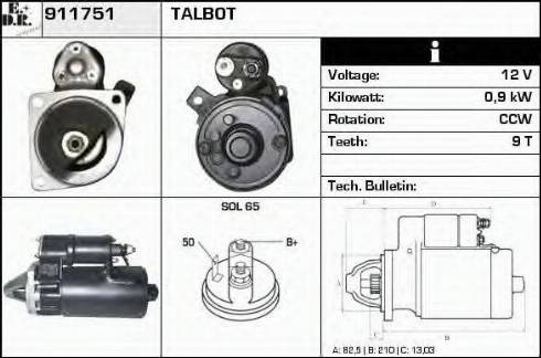 EDR 911751 - Стартер autocars.com.ua