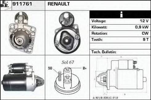 EDR 911761 - Стартер autocars.com.ua