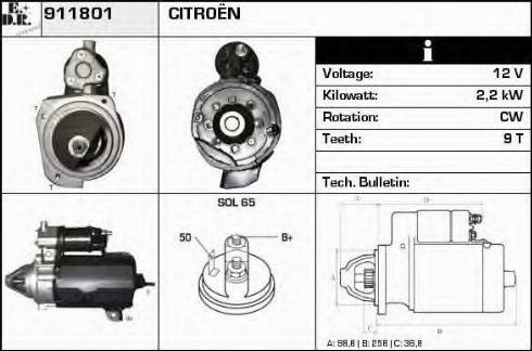 EDR 911801 - Стартер autocars.com.ua