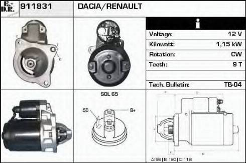 EDR 911831 - Стартер autocars.com.ua