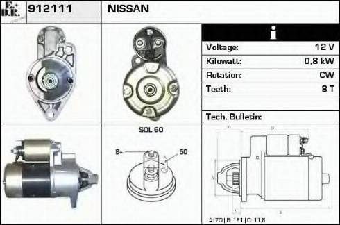 EDR 912111 - Стартер autocars.com.ua