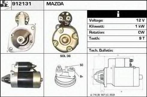 EDR 912131 - Стартер autocars.com.ua