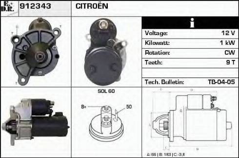 EDR 912343 - Стартер autocars.com.ua