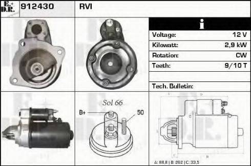 EDR 912430 - Стартер autocars.com.ua