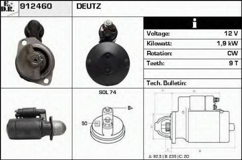 EDR 912460 - Стартер autocars.com.ua