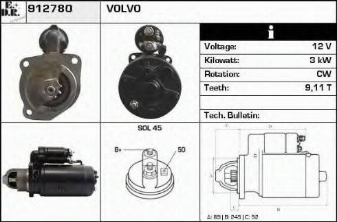 EDR 912780 - Стартер autocars.com.ua