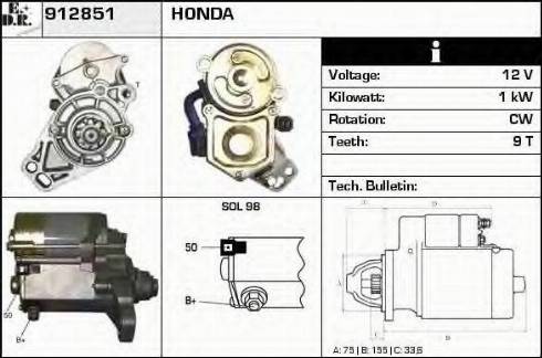 EDR 912851 - Стартер autocars.com.ua