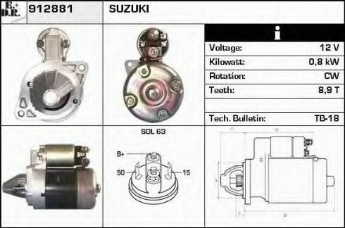 EDR 912881 - Стартер autocars.com.ua