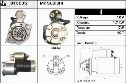 EDR 913035 - Стартер autocars.com.ua