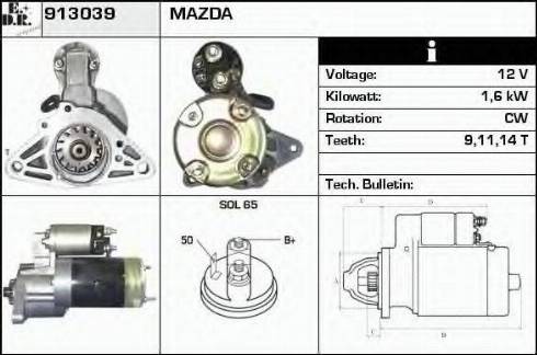 EDR 913039 - Стартер autocars.com.ua