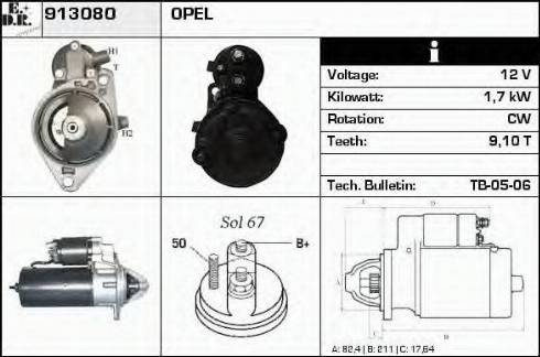 EDR 913080 - Стартер avtokuzovplus.com.ua