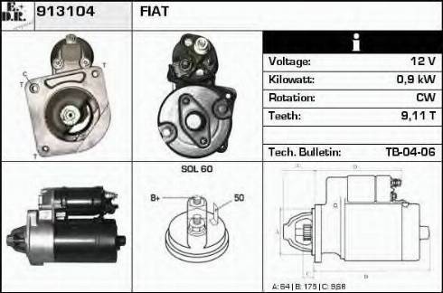 EDR 913104 - Стартер autocars.com.ua