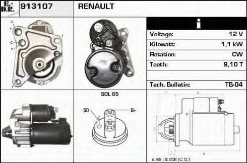 EDR 913107 - Стартер autocars.com.ua