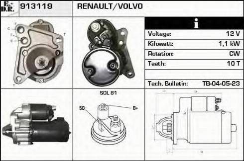 EDR 913119 - Стартер autocars.com.ua