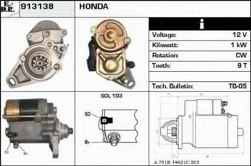 EDR 913138 - Стартер autocars.com.ua