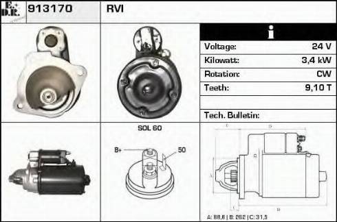 EDR 913170 - Стартер autocars.com.ua