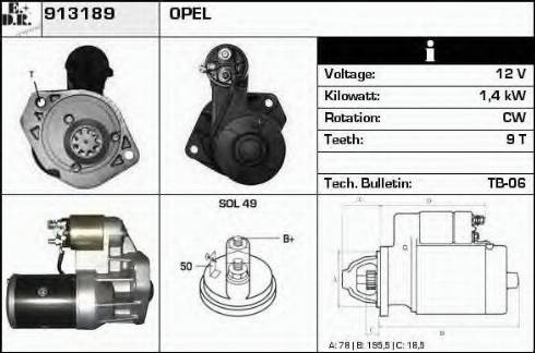 EDR 913189 - Стартер autocars.com.ua