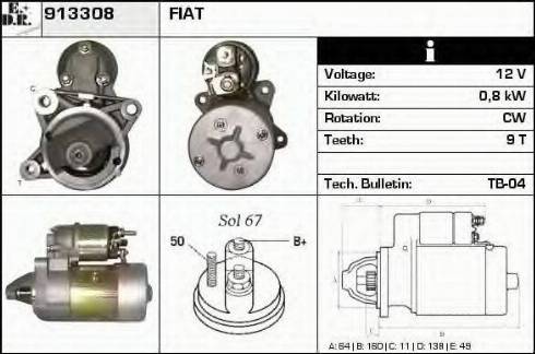 EDR 913308 - Стартер autocars.com.ua