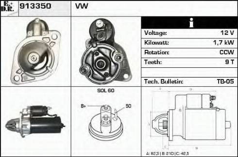 EDR 913350 - Стартер autocars.com.ua