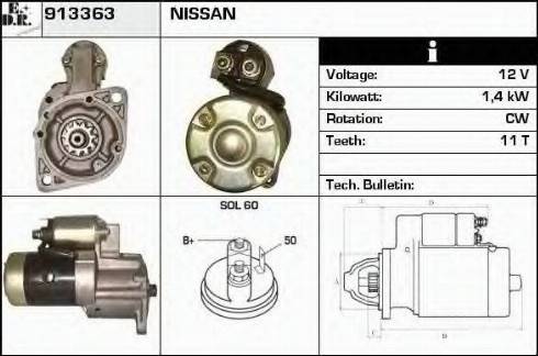 EDR 913363 - Стартер autocars.com.ua