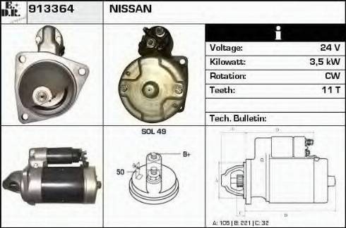 EDR 913364 - Стартер autocars.com.ua