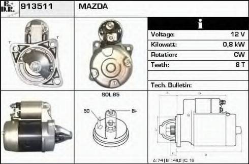 EDR 913511 - Стартер avtokuzovplus.com.ua