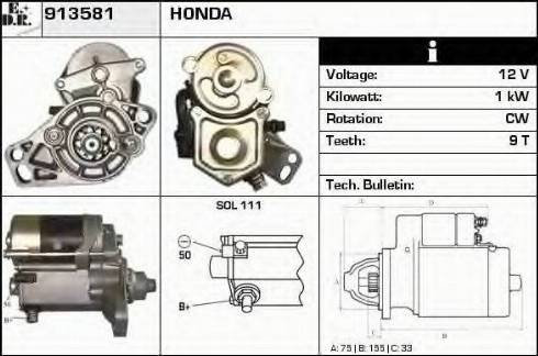 EDR 913581 - Стартер autocars.com.ua