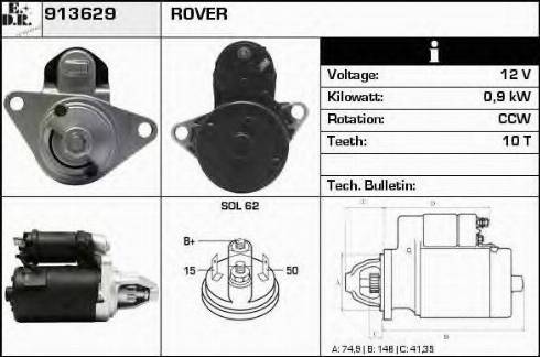 EDR 913629 - Стартер autocars.com.ua