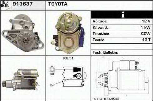 EDR 913637 - Стартер autocars.com.ua