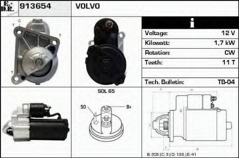 EDR 913654 - Стартер autocars.com.ua