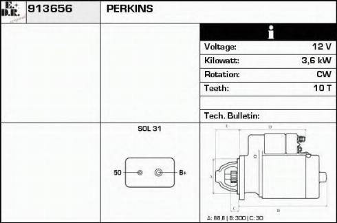 EDR 913656 - Стартер autocars.com.ua