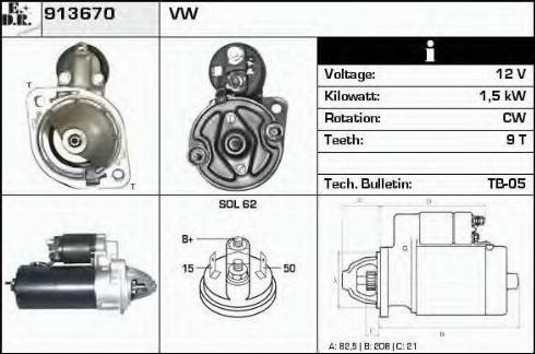 EDR 913670 - Стартер autocars.com.ua