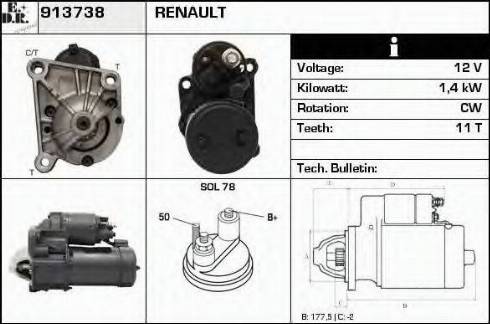 EDR 913738 - Стартер autocars.com.ua