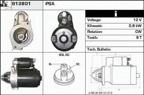 EDR 913801 - Стартер autocars.com.ua