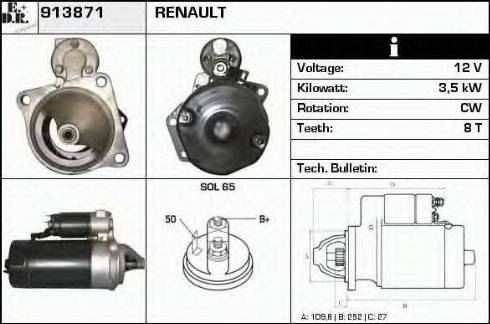 EDR 913871 - Стартер autocars.com.ua