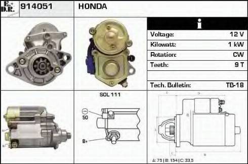 EDR 914051 - Стартер autocars.com.ua