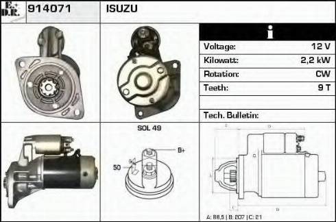 EDR 914071 - Стартер autocars.com.ua