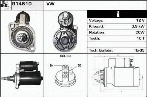 EDR 914810 - Стартер autocars.com.ua