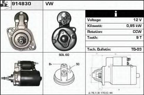 EDR 914830 - Стартер avtokuzovplus.com.ua