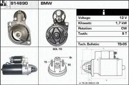 EDR 914890 - Стартер autocars.com.ua