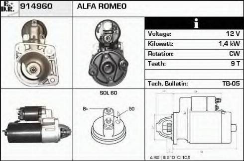 EDR 914960 - Стартер avtokuzovplus.com.ua