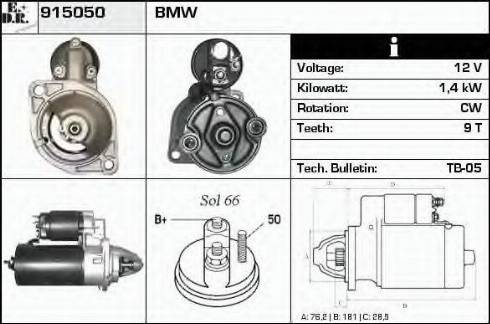 EDR 915050 - Стартер autocars.com.ua