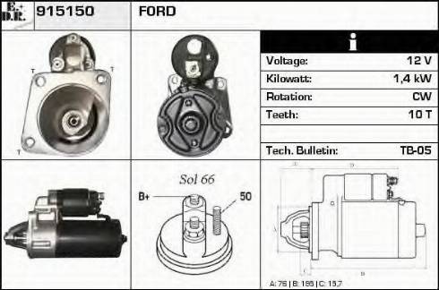 EDR 915150 - Стартер autocars.com.ua