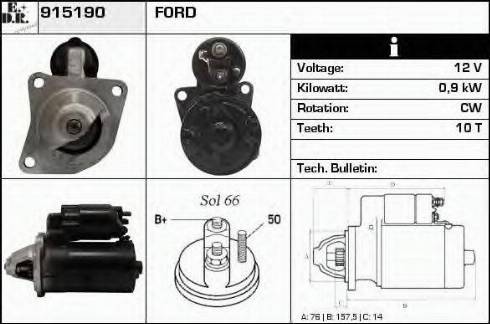 EDR 915190 - Стартер autocars.com.ua