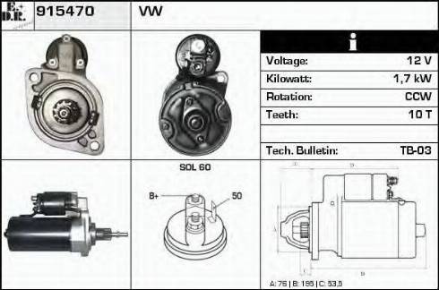 EDR 915470 - Стартер autocars.com.ua