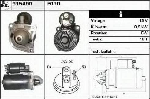 EDR 915490 - Стартер autocars.com.ua