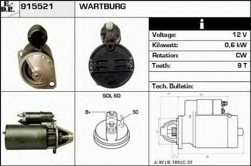 EDR 915521 - Стартер autocars.com.ua