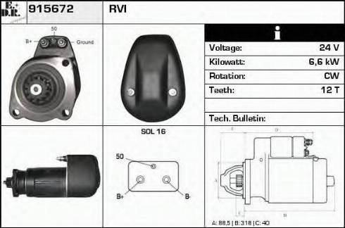 EDR 915672 - Стартер autocars.com.ua